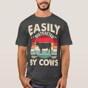 Camiseta Fácilmente Distrado Por Cows Graciosa Cita Agrícol