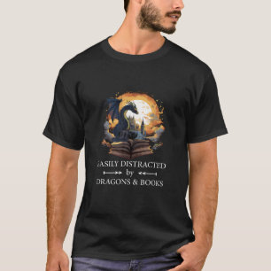 Camiseta Fácilmente distrado por Dragón y libros Nerds Book