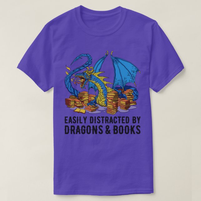 Camiseta Fácilmente Distrado Por Dragones Y Libros III (Diseño del anverso)