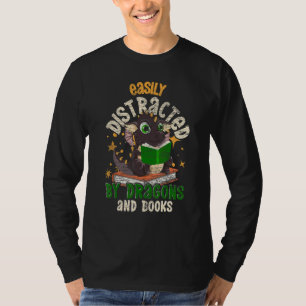 Camiseta Fácilmente Distrado Por Dragones Y Libros Libro Re
