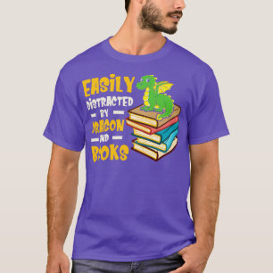 Camiseta Fácilmente Distrado Por Dragones Y Libros Nerd Lib