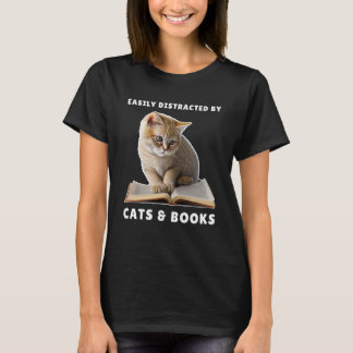 Camiseta Fácilmente distrado por el Club del Libro del Gato