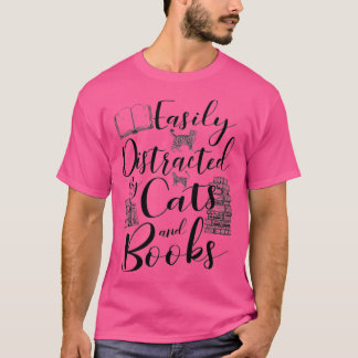 Camiseta Fácilmente distrado por el lector de libros y gato