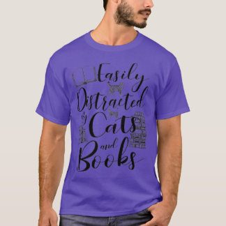 Camiseta Fácilmente distrado por el lector de libros y gato