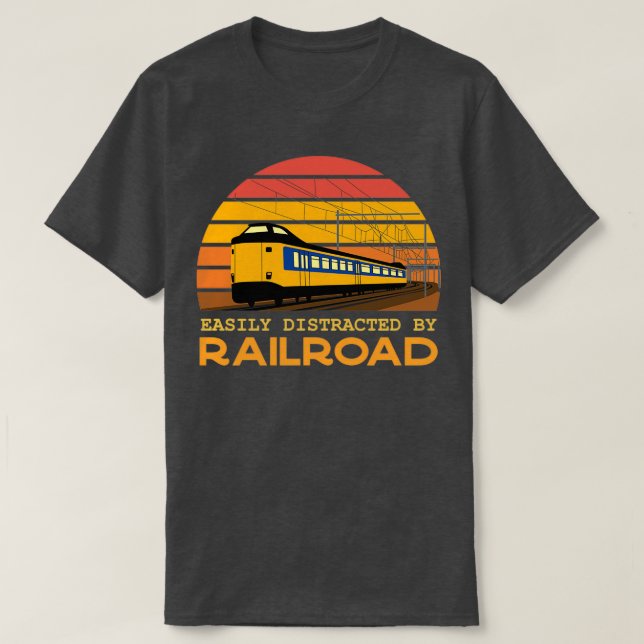 Camiseta Fácilmente Distrado Por Ferrocarril (Diseño del anverso)
