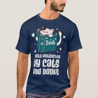 Camiseta Fácilmente distrado por gatos y libros Cat and Boo