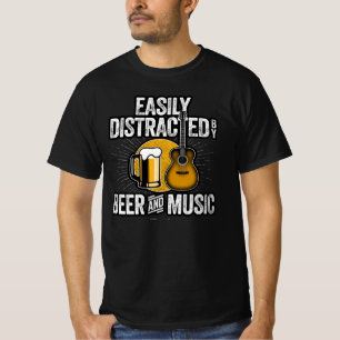 Camiseta Fácilmente distrado por la cerveza y la música
