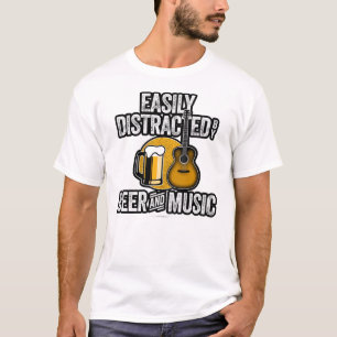 Camiseta Fácilmente distrado por la cerveza y la música
