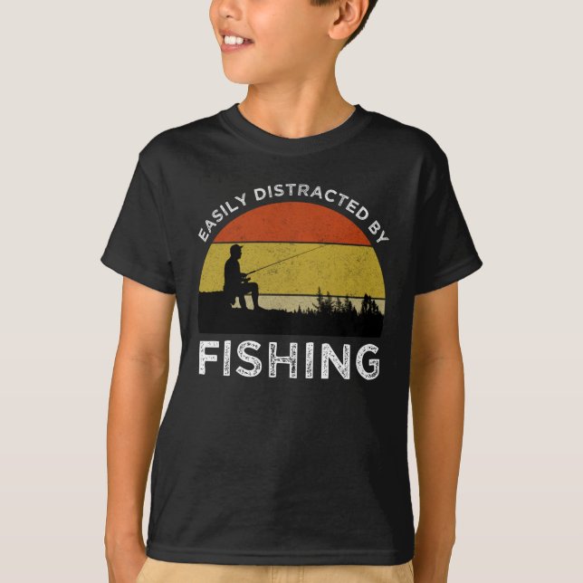 Camiseta Fácilmente Distrado Por La Pesca (Anverso)