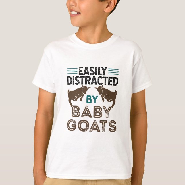 Camiseta Fácilmente distrado por las cabras bebés (Anverso)