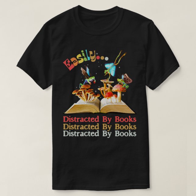 Camiseta Fácilmente distrado por libros de hongos de rana d (Diseño del anverso)