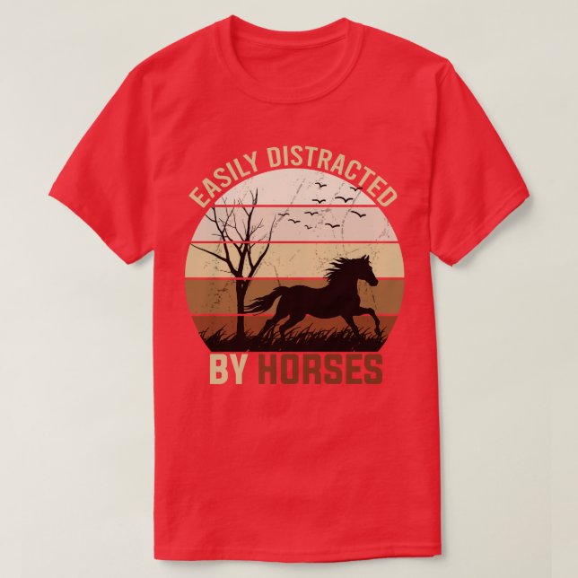 Camiseta Fácilmente Distrado Por Los Caballos (Diseño del anverso)