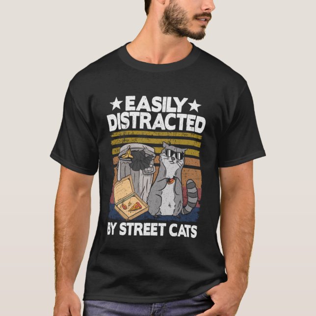 Camiseta Fácilmente Distrado Por Los Gatos De La Calle Racc (Anverso)