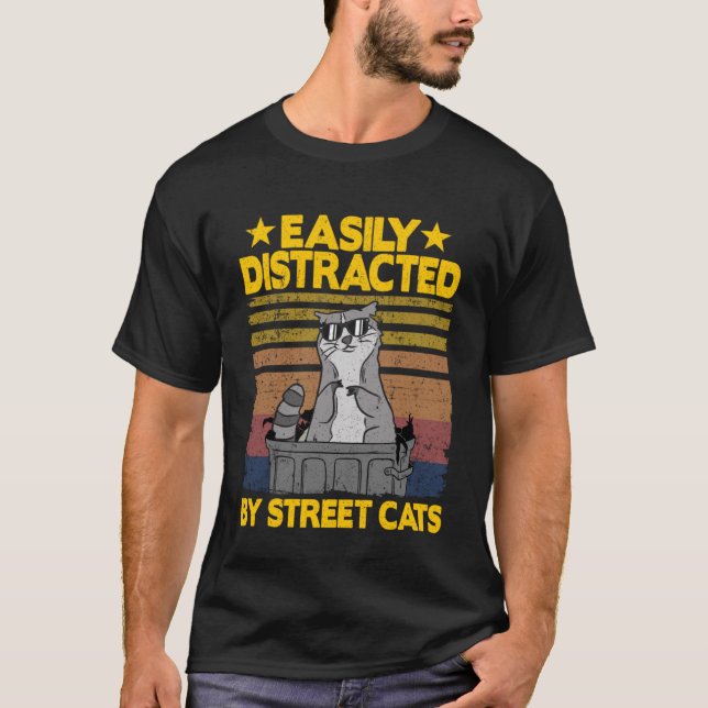 Camiseta Fácilmente Distrado Por Los Gatos De La Calle Racc (Anverso)