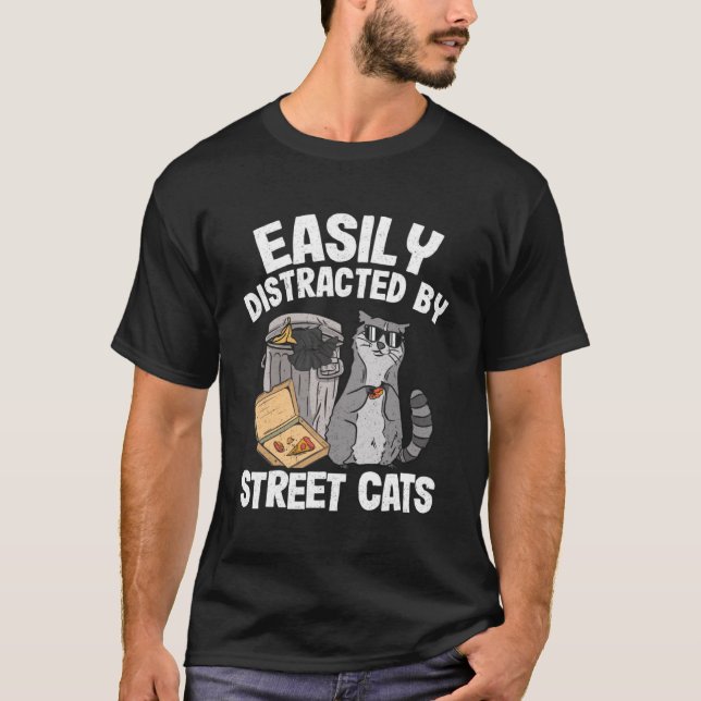 Camiseta Fácilmente Distrado Por Los Gatos De La Calle Racc (Anverso)