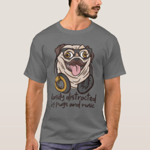Camiseta Fácilmente Distrado Por Los Higos Y La Música Cute