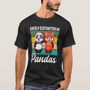 Camiseta Fácilmente distrado por Pandas Cute Panda Rojo y P