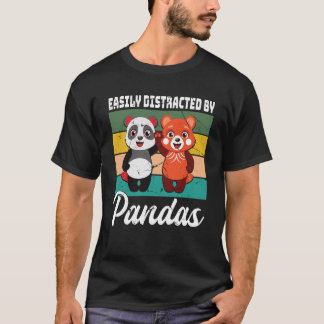 Camiseta Fácilmente distrado por Pandas Cute Panda Rojo y P