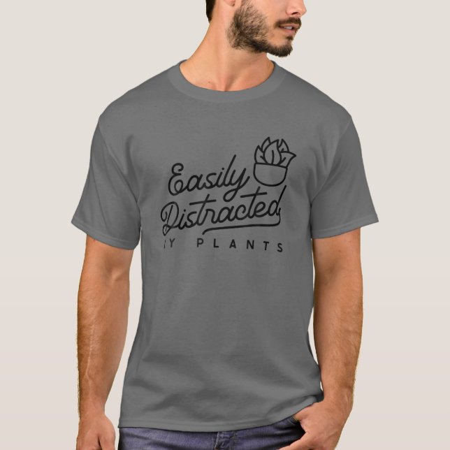 Camiseta Fácilmente Distrado Por Plantas Astillado Estético (Anverso)