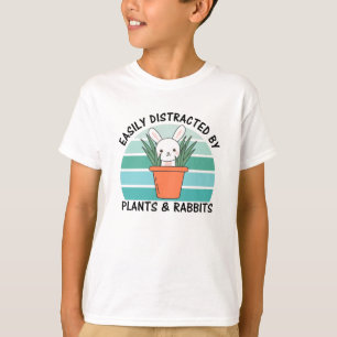 Camiseta Fácilmente Distrado Por Plantas Y Conejos Cute