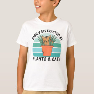 Camiseta Fácilmente Distrado Por Plantas Y Gatos Plantan Ga