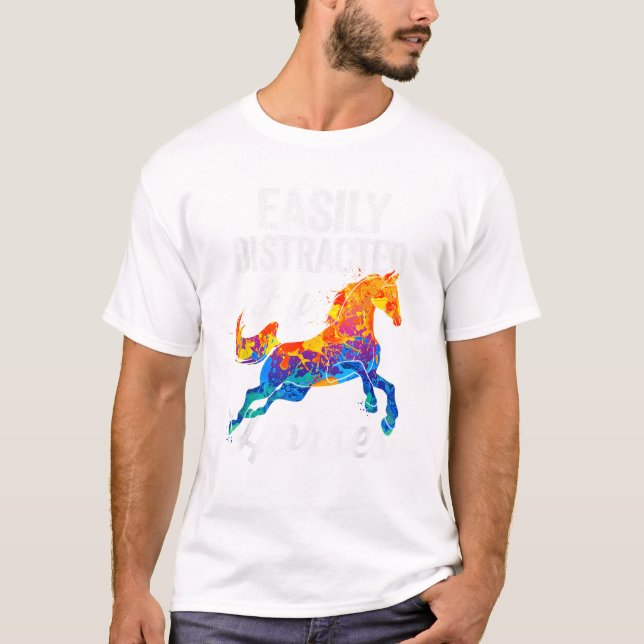Camiseta Fácilmente Distrado Por Regalos De Caballos Para A (Anverso)