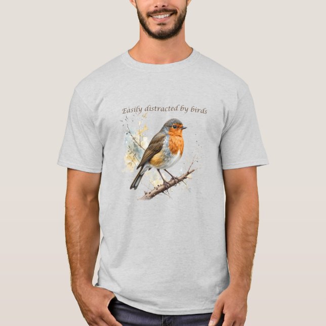 Camiseta Fácilmente distrado por una cita divertida de Bird (Anverso)