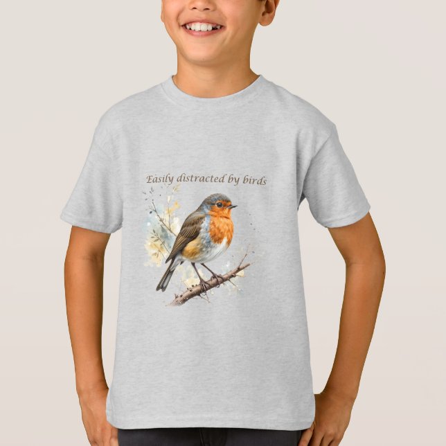 Camiseta Fácilmente distrado por una cita divertida de Bird (Anverso)