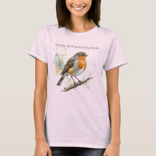 Camiseta Fácilmente distrado por una cita divertida de Bird