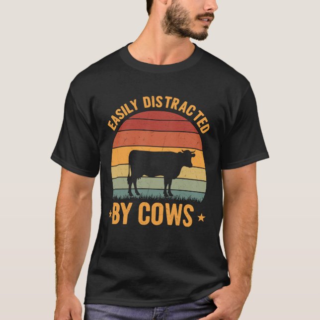 Camiseta Fácilmente Distrado Por Vacas (Anverso)