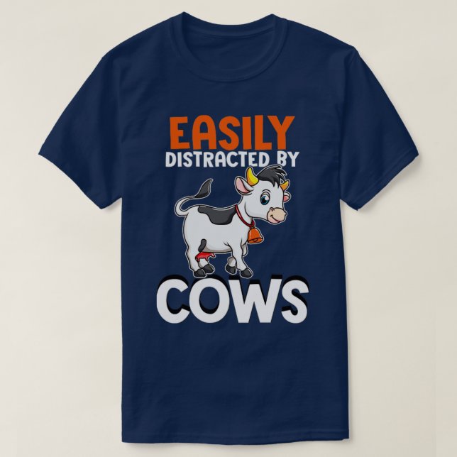 Camiseta Fácilmente Distrado Por Vacas (Diseño del anverso)