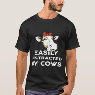 Camiseta Fácilmente Distrado Por Vacas Graciosa Vaca V4