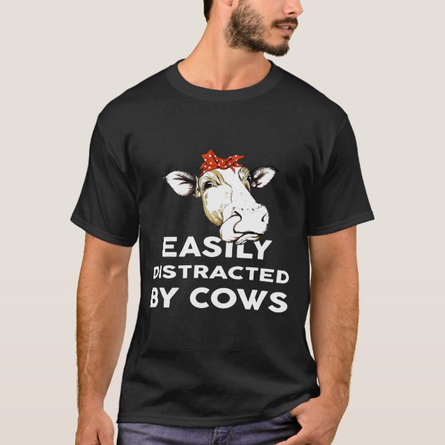 Camiseta Fácilmente Distrado Por Vacas Graciosa Vaca V4 (Anverso)