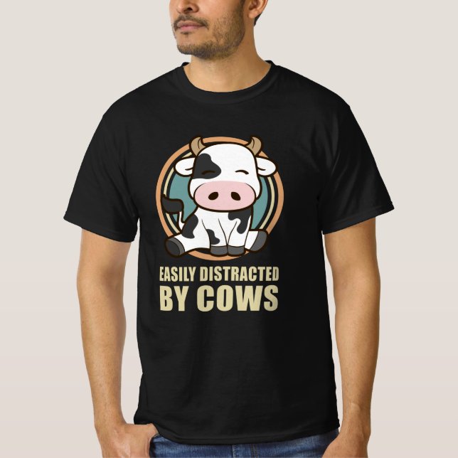Camiseta Fácilmente Distrado Por Vacas| Regalo de los amant (Anverso)