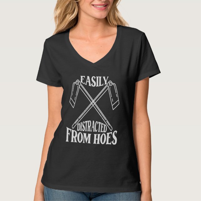 Camiseta Fácilmente Distraído De Hoes Garden Tool Gardener (Anverso)