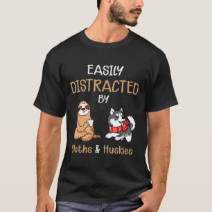 Camiseta Fácilmente Distraído Por Amante De Perezosos Y Hus