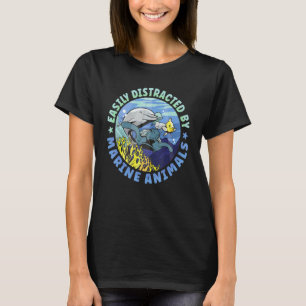 Camiseta Fácilmente Distraído Por Animales Marinos Delfín B