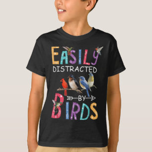 Camiseta Fácilmente Distraído Por Aves Aves Divertidas