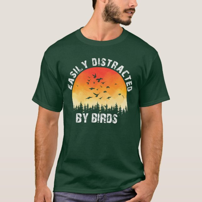 Camiseta Fácilmente Distraído Por Aves Pájaros Amante de la (Anverso)
