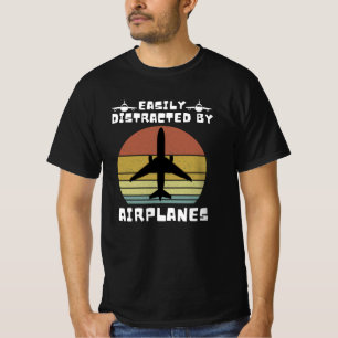 Camiseta Fácilmente Distraído Por Aviones