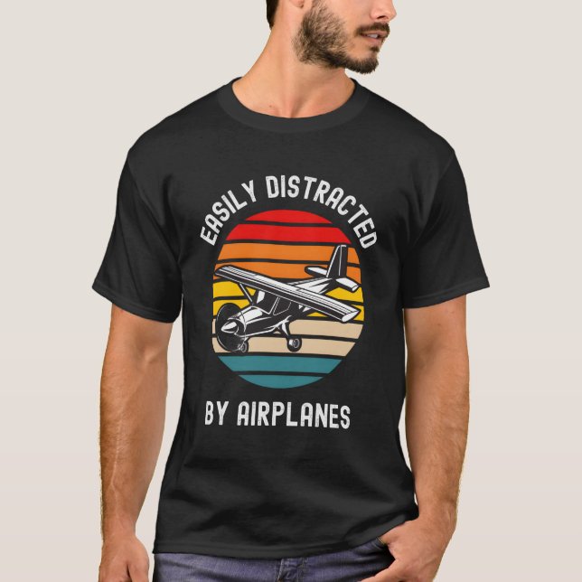 Camiseta Fácilmente Distraído Por Aviones Aeronáuticos Pilo (Anverso)