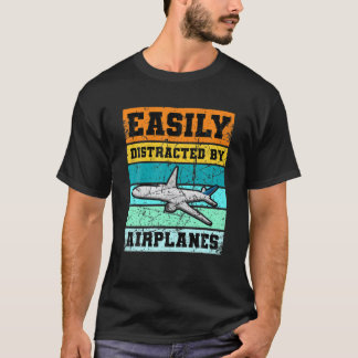 Camiseta Fácilmente Distraído Por Aviones Aviares P