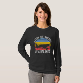 Camiseta Fácilmente Distraído Por Aviones Divertida Aviació