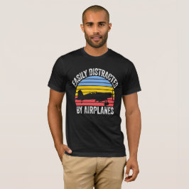 Camiseta Fácilmente Distraído Por Aviones Divertida Aviació