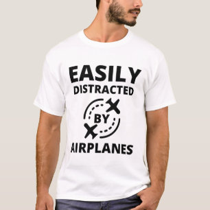 Camiseta Fácilmente distraído por aviones divertido aviador