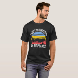 Camiseta Fácilmente Distraído Por Aviones Funny Aviation