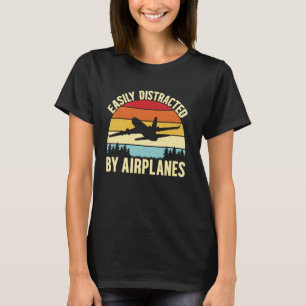 Camiseta Fácilmente Distraído Por Aviones Funny Pilot Airpl