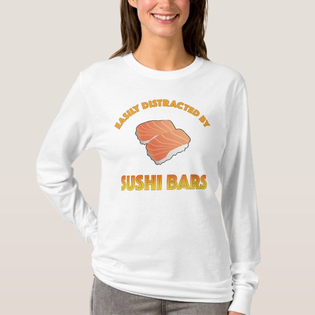 Camiseta Fácilmente Distraído Por Barras De Sushi (Anverso)