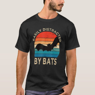 Camiseta Fácilmente Distraído Por Bats Vintage Bat