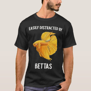 Camiseta Fácilmente Distraído Por Bettas - Siameses Amarill